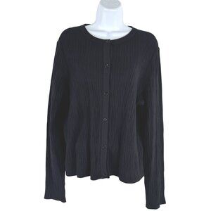 Banana Republic Crinkle Knit Cropped Cardigan Sweater 2XL Black NWT CJ-2262